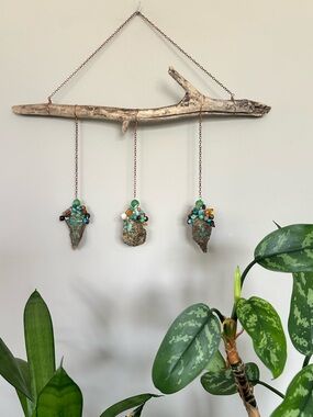 Chrysocolla Driftwood Hanging Wall Decor